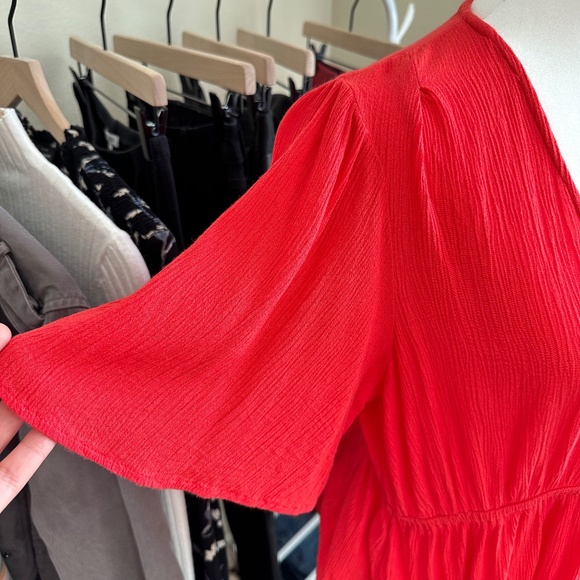 O'Neill Wes Solid Top red flouncy peplum size Large - Picture 6 of 15